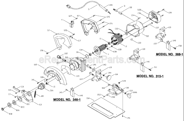 Page A Diagram and Parts List for 346-1 Type 2 Porter Cable Circular Saw